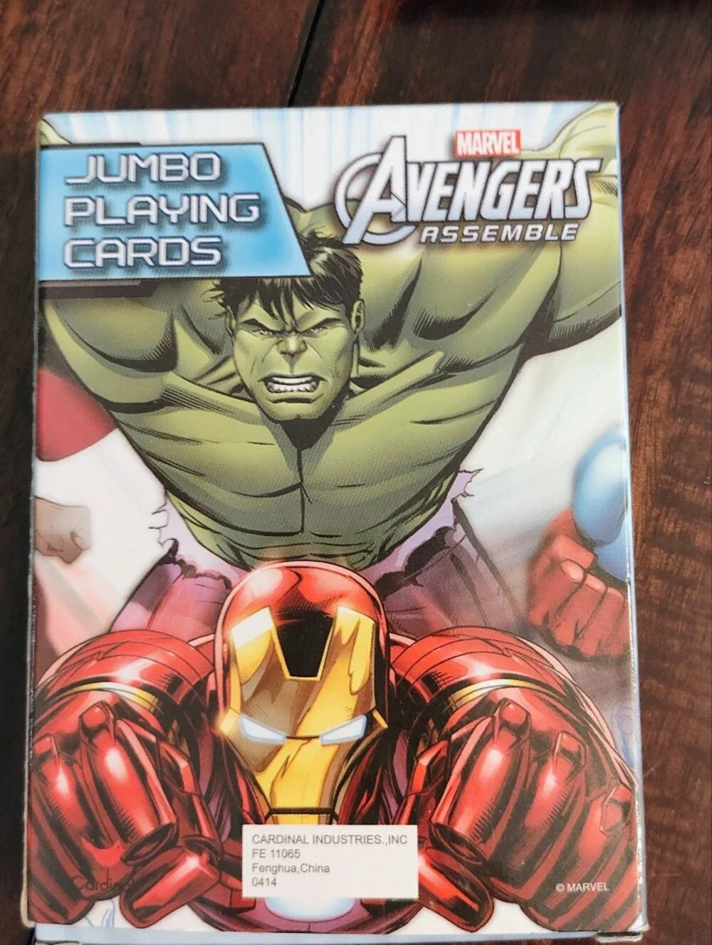Avengers Assemble Kids Playing Card Game Set with Colorful Spinning Tops